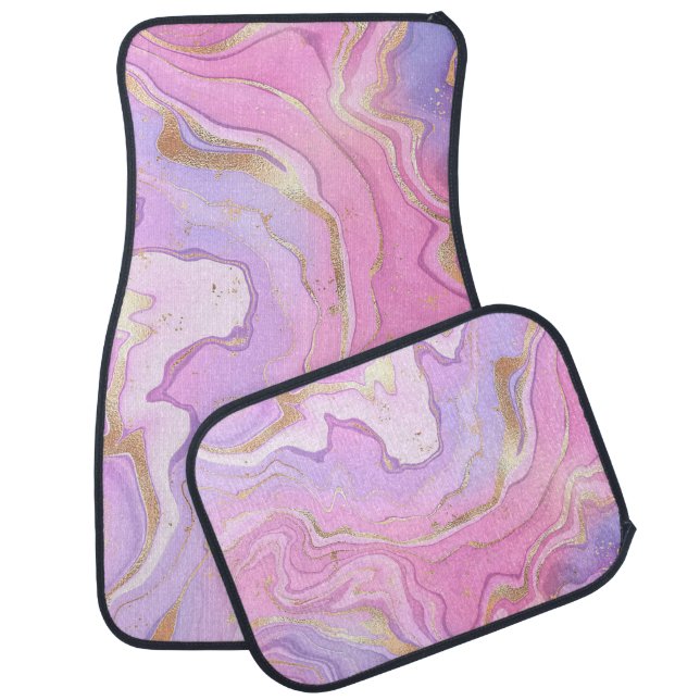 Luxury Marble Glitter Pink Purple Gold Car Floor Mat (Set)