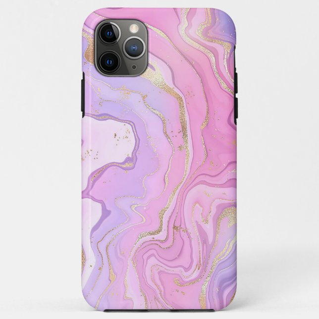 Luxury Marble Glitter Pink Purple Gold Case-Mate iPhone Case (Back)