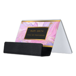 Luxury Marble Glitter Pink Purple Gold Desk Busine Business Card Holder