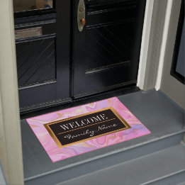 Luxury Marble Glitter Pink Purple Gold Doormat