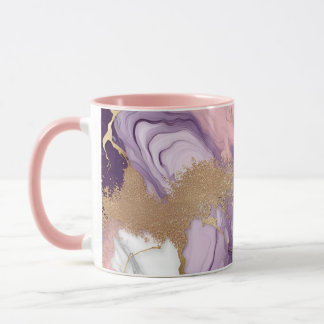  Luxury Marble Glitter Pink Purple Gold Mug