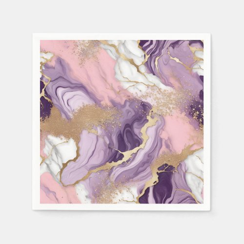  Luxury Marble Glitter Pink Purple Gold Napkins