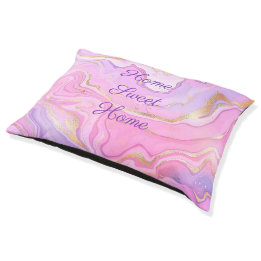Luxury Marble Glitter Pink Purple Gold Pet Bed