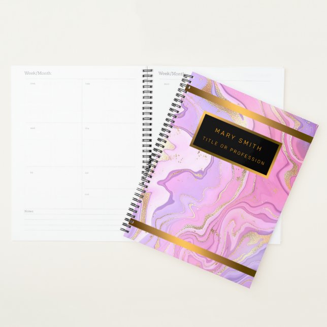 Luxury Marble Glitter Pink Purple Gold Planner (Display)