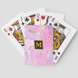 Luxury Marble Glitter Pink Purple Gold Poker Cards
