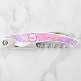 Luxury Marble Glitter Pink Purple Gold Waiter's Corkscrew