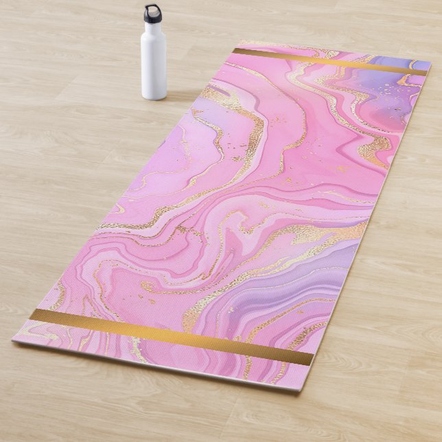 Luxury Marble Glitter Pink Purple Gold Yoga Mat (In Situ)