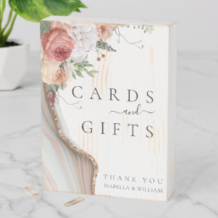Luxury Marble Glitter Wedding Cards and Gifts Wooden Box Sign
