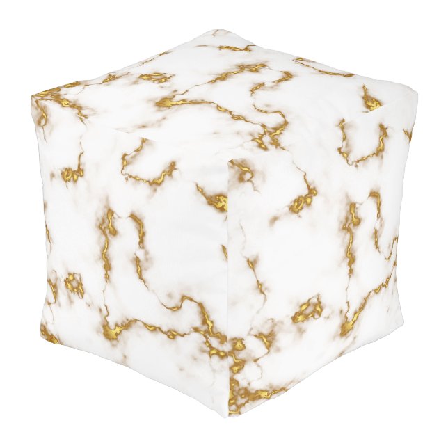 Luxury Marble Gold elegant design Pouf (Angled Front)