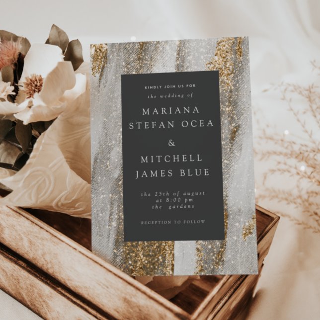 Luxury Marble Gold Glitter Wedding  Invitation (Creator Uploaded)