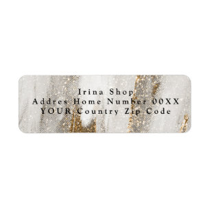 Luxury Marble Gold glitter white and gray Label