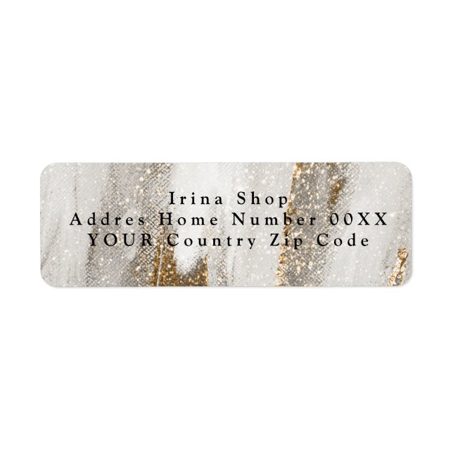 Luxury Marble Gold glitter white and gray  Label (Front)