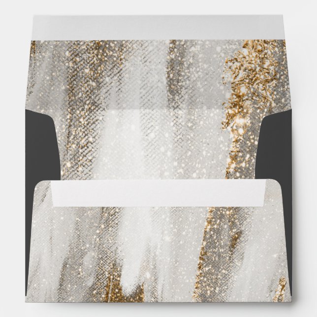 Luxury Marble Gold glitter white and grey Envelope (Back (Bottom))