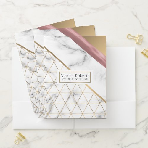 Luxury marble gold rose gold details pocket folder