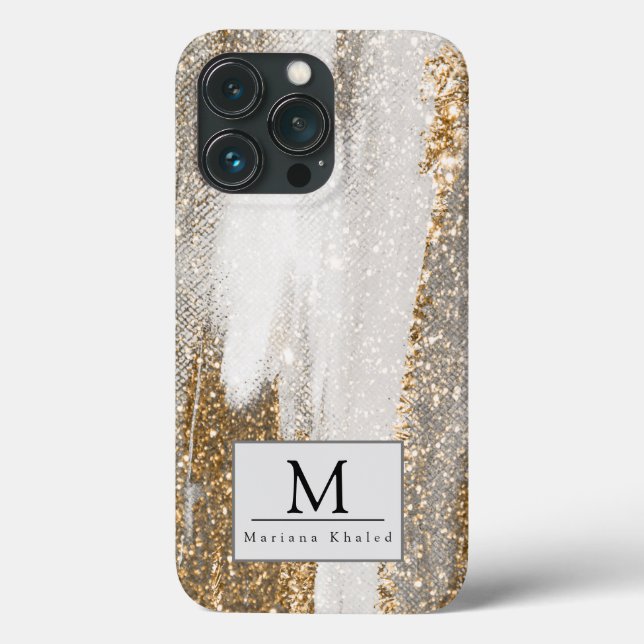 Luxury Marble Gold Strokes white and grey   Case-Mate iPhone Case (Back)