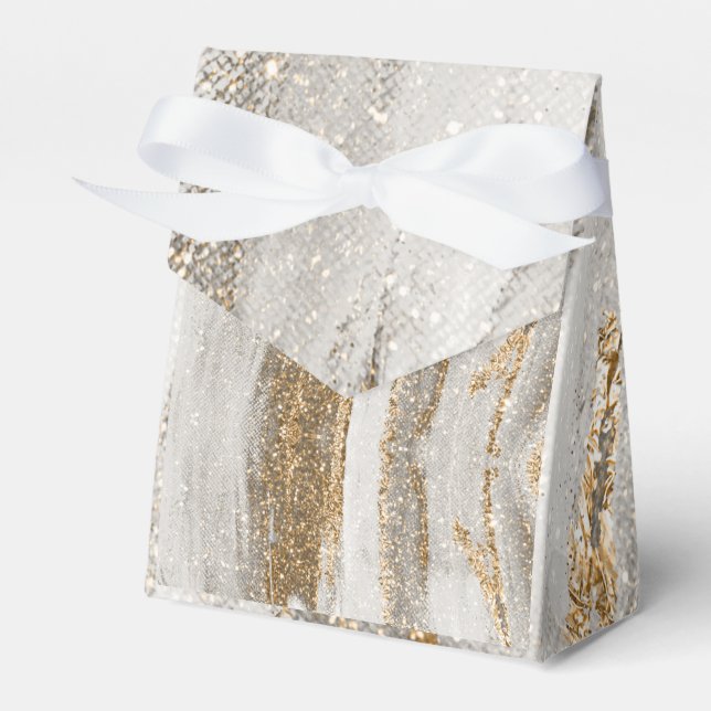Luxury Marble Gold Strokes white and grey   Favor Boxes (Front Side)