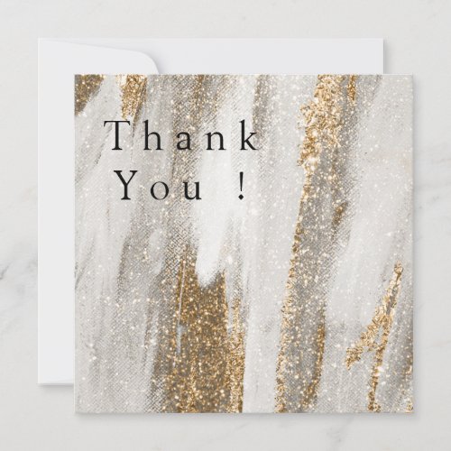 Luxury Marble Gold Strokes white and grey  Invitat Thank You Card