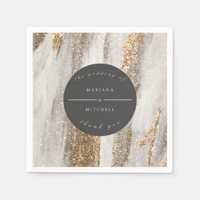 Luxury Marble Gold  white and grey  Napkins (Front)