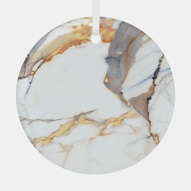 Luxury Marble: Golden Italian Texture Glass Ornament (Front)