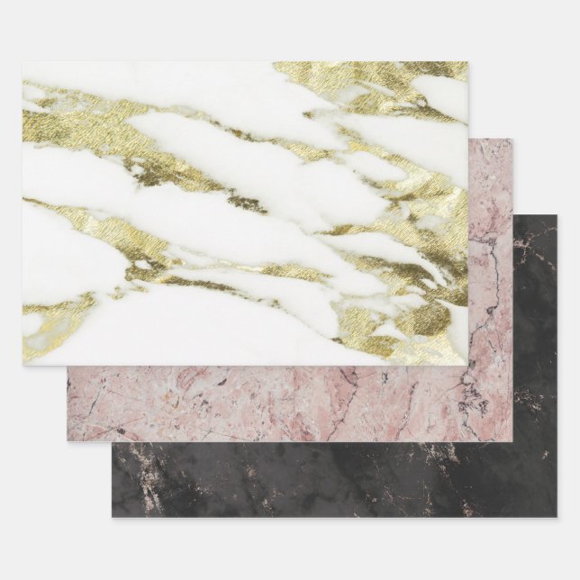 LUXURY MARBLE HEAVY WEIGHT DECOUPAGE  WRAPPING PAPER SHEETS (Set)
