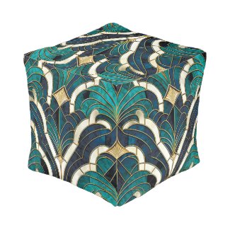 Luxury Marble Mosaic Art Deco Blue Gold & Teal