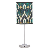 Luxury Marble Mosaic Art Deco Blue Gold & Teal Table Lamp (Back)