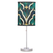 Luxury Marble Mosaic Art Deco Blue Gold & Teal Table Lamp (Front)