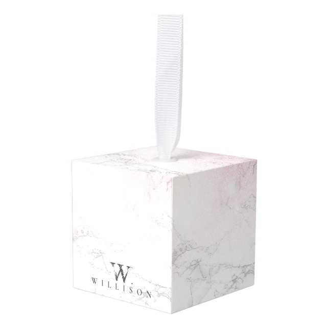 Luxury Marble Personalized design Cube Ornament (Front Angled)