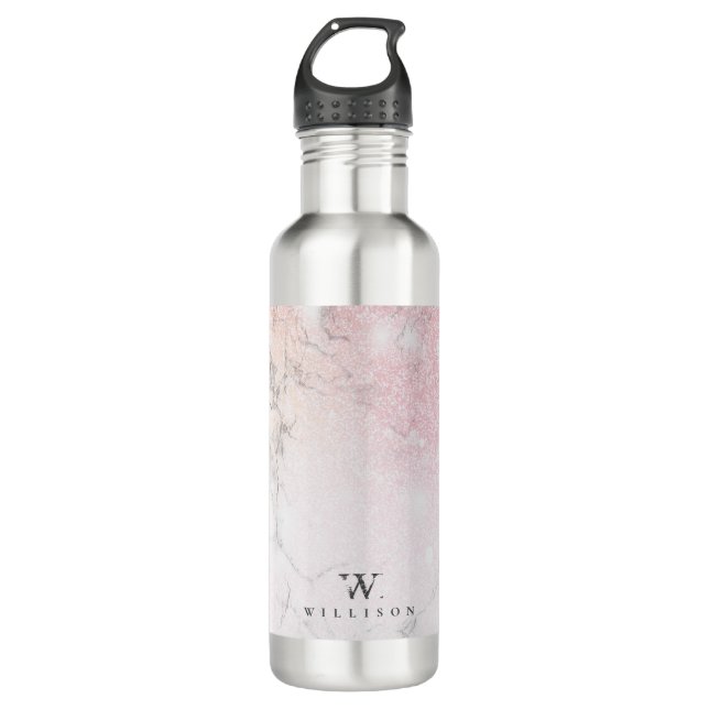 Luxury Marble Personalized Stainless Steel Water Bottle (Front)
