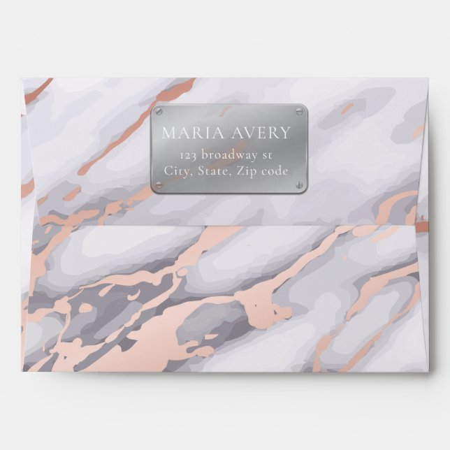 Luxury Marble Rose Gold Metallic Business Envelope (Back (Top Flap))