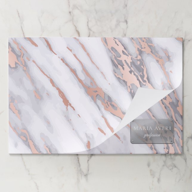 Luxury Marble Rose Gold Metallic Business Paper Pad (Folded)