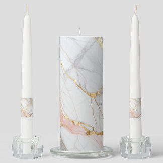 Luxury Marble Wedding Candle – Elegant Gold & Pink