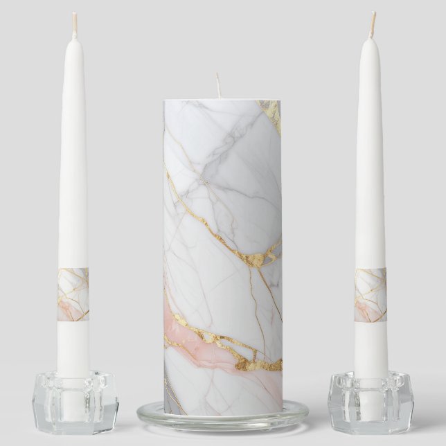 Luxury Marble Wedding Candle – Elegant Gold & Pink (Front)