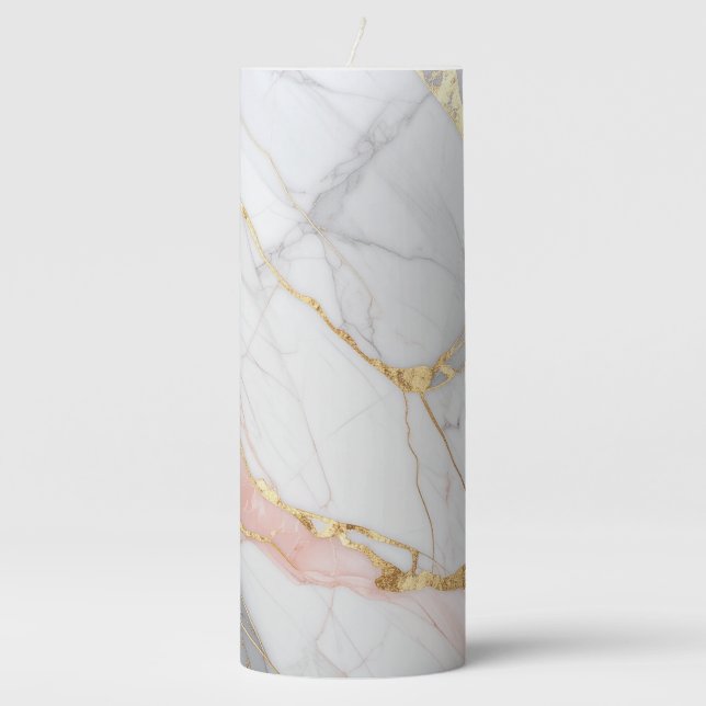 Luxury Marble Wedding Candle – Elegant Gold & Pink (Front)