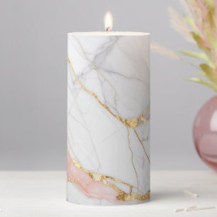 Luxury Marble Wedding Candle – Elegant Gold & Pink