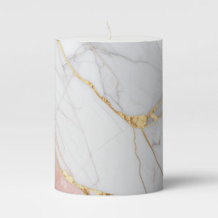 Luxury Marble Wedding Candle – Elegant Gold & Pink