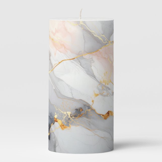 Luxury Marble Wedding Candle – Elegant Gold & Pink (Front)