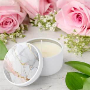 Luxury Marble Wedding Candle – Elegant Gold & Pink Mini Candle Favors