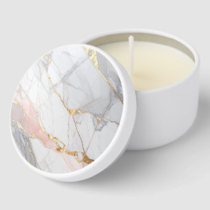 Luxury Marble Wedding Candle – Elegant Gold & Pink Mini Candle Favors