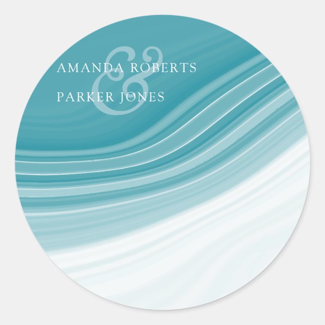 Luxury Marble Wedding Personalized Classic Round Sticker (Front)