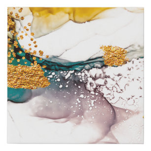 Luxury marble with glitter gold faux canvas print