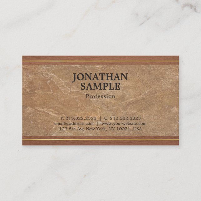 Luxury Marble Wood Gold Look Elegant Design Plain Business Card (Front)