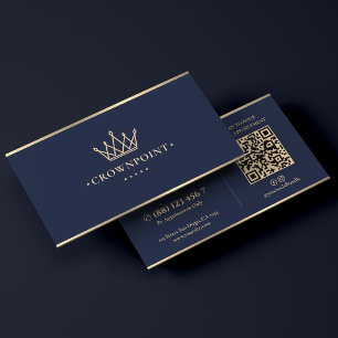 Luxury Marketing Branding Crown Dark Navy Blue Business Card