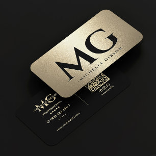 Luxury Marketing Monogram Initials Black Faux Gold Business Card