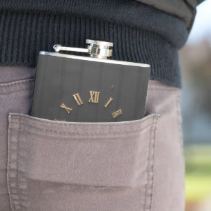 Luxury Matte Black & Gold Roman Numeral Coffee Mug Flask