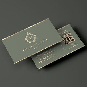 Luxury Med Spa Wellness Therapist Crest Sage Business Card