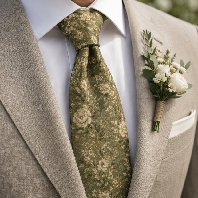 Luxury Mediterranean Botanical Olive Garden Neck Tie (Creator Uploaded)