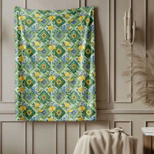 Luxury Mediterranean Lemons Rich Cultural Patterns Fleece Blanket