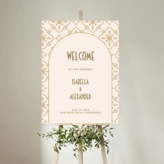 Luxury Mediterranean Tile Arch Wedding Welcome Foam Board (Creator Uploaded)