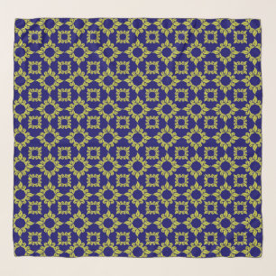 Luxury Mediterranean Tile Pattern Blue Yellow Scarf